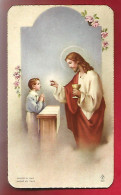 Image Pieuse Ed F.B. 318 - Jésus Christ Communion Garçon Fleurs ... Dos Vierge - Santini