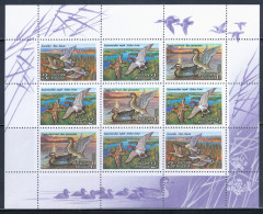 Russia 1992 Mi# 254-256 Klb. ** MNH - Sheet Of 9 (3 X 3) - Ducks - Neufs