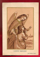 Image Pieuse L'enfant à L'Ange Gardien - Lith. Oberthür Rennes - Librairie Catholique L. Boulet Paris - Santini