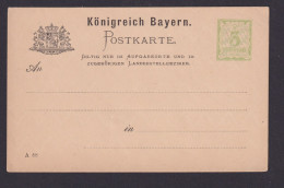 Altdetuschland Bayern Ganzsache 3 Pfennig Luxus Druckdatum A 88 - Postal  Stationery
