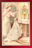 Image Pieuse Ed ? Souvenir De Communion - Enfant Fille Fillette Vierge Marie Autel ... Dos Vierge - Santini