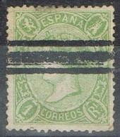 Sello 1 Real Verde, Dentado  De Isabel II 1865, Anulado Barrado   Edifil Num 78S º - Gebruikt