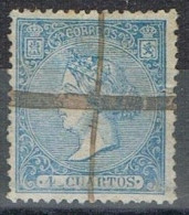 Sello 4 Cuartos Azul, Isabel II 1866, Anulado Lineas Cruzadas   Edifil Num 81S º - Gebraucht