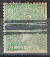 Sello 10 Centimos Verde, Isabel II 1866, Anulado Barrado   Edifil Num 84S º - Gebruikt