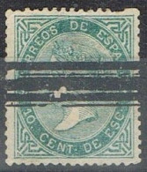 Sello 10 Centimos Verde, Isabel II 1867, Anulado Barrado   Edifil Num 91S º - Gebruikt