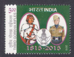 Inde India 2015 MNH Third Gorkha Rifles, Indian Army, Military, Soldier - Neufs