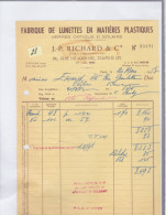 1 Facture   Ets :  J.P  Richard     Fabrique De Lunettes    Année 1953 - 1950 - ...