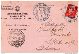 1945 CARTOLINA CON ANNULLO S. PIETRO IN GU PADOVA - Poststempel