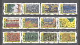 France Autoadhésifs Oblitérés N°1942 à 1953 (Série Complète : Mosaïque De Paysages) (lignes Ondulées) - Used Stamps