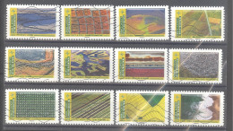 France Autoadhésifs Oblitérés N°1942 à 1953 (Série Complète : Mosaïque De Paysages) (lignes Ondulées) - Used Stamps