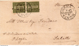 1893  LETTERA CON ANNULLO MONTAGNANA PADOVA + S. MARGHERITA - Marcofilía