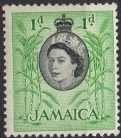 JAMAICA/1956/MH/SC#160/QUEEN ELIZABETH II/ QEII/ 1p EMERALD & BLACK - Jamaïque (...-1961)