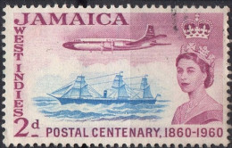 JAMAICA/1960/USED/SC#178/ BRITANIA AIRPLANE/ CENT. OF JAMAICAN POSTAL SERVICE/ QEII /2p - Jamaica (...-1961)