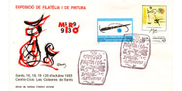 Carta Con Matasellos Conmemorativo Miro De 1993 Sellos Con Perforación - Lettres & Documents