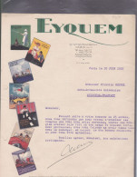 1 Facture  Courrier   Ets :  Ey Quem  Eyquem Bougie    Paris 1927  Illustration   Voiture - 1900 – 1949