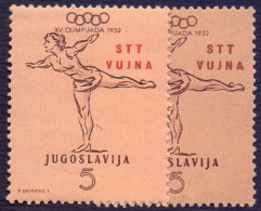 LITORALE - VUJNA ZONA B - OLYMPIC HELSINKI ROSSO + BRUNO  OVPT - **MNH - 1952 - Sassone 56d - Taxe