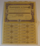 Plantation D’Impérié, à Grand-Bassam ,  Côte D’Ivoire, 1928 , Action 100 Francs Au Porteur - Agriculture