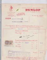 Une Facture   Ets :  Dunlop   Pneumatique      Année 1931   Destination  St -Jean De Bournay ( Isère ) - 1900 – 1949