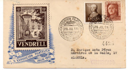 Carta Con Matasellos Conmemorativo Exposicion Filatelica Vendrell 1951 - Lettres & Documents