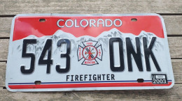 Targa Metallica Auto Vintage U.S. Colorado Firefighter Originale Rara - Nummerplaten