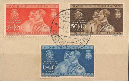 REGNO D'ITALIA  1930 Nozze Reali Cpl. 3 Val. Su Frammento - Usados