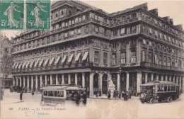 CARTE DE 1918 .BUS PARISIENS DEVANT LE THEATRE FRANCAIS.ANIMATION. TRES INTERESSANTE - Otros & Sin Clasificación