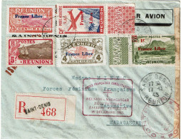 CTN91- REUNION LETTRE AVION RECOMMANDEE ST DENIS / TANANARIVE 17/12/1943 CENSURE - Airmail