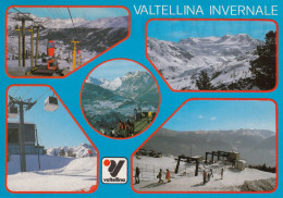 CARTOLINA  VALTELLINA INVERNALE SONDRIO LOMBARDIA VALTELINA TURISTICA VIAGGIATA  1988 - Sondrio