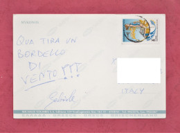 Greece, Mikonos-Large Size, Back Divided, Ed. Michalis Toumbis N° 519. Cancelled With Stamp World Athletic Campionship - Lettres & Documents