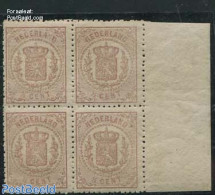 Netherlands 1869 1/2c, Perf. 13.25, Block Of 4 [+] With Right Border, MNH, Mint NH - Unused Stamps