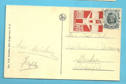 193 Op Kaart Stempel BRUGGE Met Vignet JEUGD BETOGING ANTWERPEN 26/8/1928 - 1922-1927 Houyoux