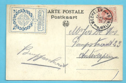 192 Op Kaart Stempel MECHELEN Met Vignet SOBRIETAS - 1922-1927 Houyoux