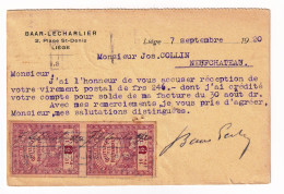 Liège Baar - Lecharlier Pour Neufchâteau Luxembourg Timbres Quittance Flamme Jeux Olympiques Anvers Olympic Games - Storia Postale