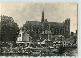 17389 - AMIENS - CPSM - LA CATHEDRALE ET LE MARCHE SUR L EAU - Amiens