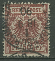 Deutsches Reich 1889 Krone/Adler 50 A Gestempelt Geprüft, Geknickt - Gebruikt