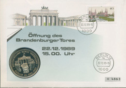 Berlin 1989 Öffnung Brandenburger Tor Numisbrief Mit Medaille (N708) - Storia Postale