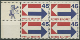 USA 1969 Eilmarke Special Delivery 997 4er-Block ZIP Postfrisch - Neufs