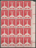 USA 1971 Flugpost Verkehrsflugzeug 1029 A Yb 20er-Block Mit Pl.-Nr. Postfrisch - Plattennummern