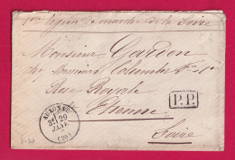 GUERRE 1870 AUXONNE 29 JANVIER 1871 PP 1ERE LEGION DE MARCHE DE LA LOIRE POUR ST ETIENNE LOIRE LETTRE - War 1870