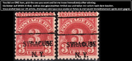 USA Precancels New York 1931 Sc DUE J82 3c P.11x10½ SYRACUSE / N.Y. Shift - Prematasellado