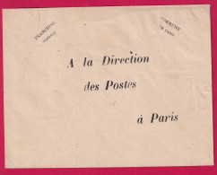 COMMUNE DE PARIS ENVELOPPE DE FRANCHISE  POUR LA DIRECTION DE LA POSTE A PARIS LETTRE - War 1870