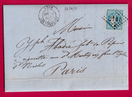 TENTATIVE ENTREE COMMUNE DE PARIS N°45C GC 2145 LYON POUR PARIS LETTRE - War 1870