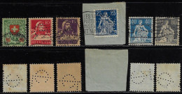 Switzerland 1912/1942 6 Stamp With Perfin LC Weave By AG Leu & Co. Bank In Zurich Lochung Perfore - Perforés