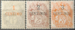 LP3039/194 - COLONIES FRANÇAISES - MAROC - 1907/1910 - TYPE BLANC - N°20 à 22 NEUFS* - Unused Stamps