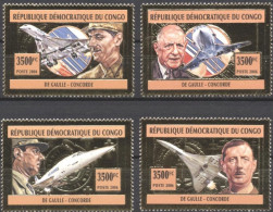 Congo Ex Zaire 2006, Aircraft, Concorde, De Gaulle, 4val GOLD - Nuovi