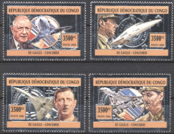 Congo Ex Zaire 2006, Aircraft, Concorde, De Gaulle, 4val SILVER - Ongebruikt