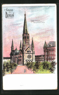 Lithographie Berlin-Charlottenburg, Ansicht Der Kaiser Wilhelm Gedächtnis-Kirche  - Charlottenburg