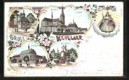 Lithographie Kevelaer, Klarissen-Kloster, Kroaten-Kreuz, Gnadenkapelle  - Kevelaer