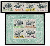 HUNGARY 1967 International Airmail Stamps Exhibition AEROFILA `67 - IMPERF. STRIP + MINISHEET MNH (NP#141-P34) - Nuevos