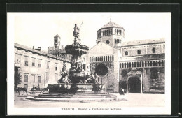 Cartolina Trento, Duomo E Fontana Del Nettuno  - Trento